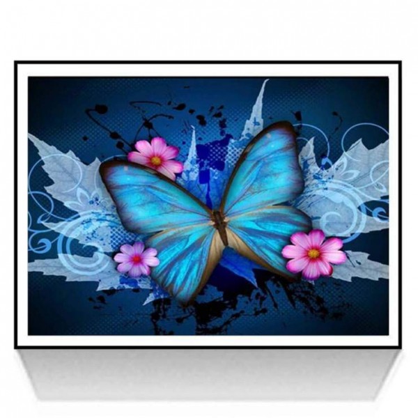 5D Kit Broderie Diamants/Diamond Painting Tableau De Papillon Bleu Abstrait