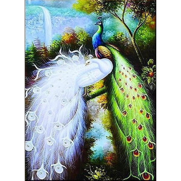 5D Kit Broderie Diamants/Diamond Painting Grande Taille Animaux Paons