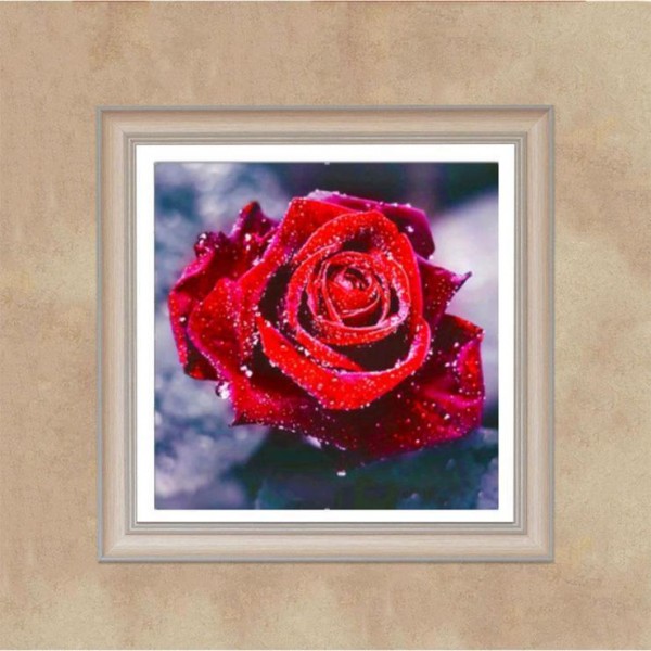 5D Kit Broderie Diamants/Diamond Painting Fleur Rose Rouge