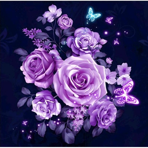5D Kit Broderie Diamants/Diamond Painting Bon Marché Fleurs Violettes