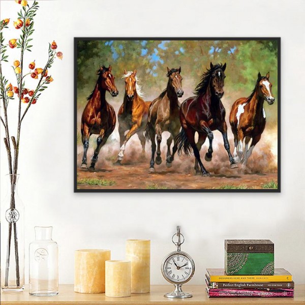 5D Kit Broderie Diamants/Diamond Painting Grosses Soldes Animaux Chevaux