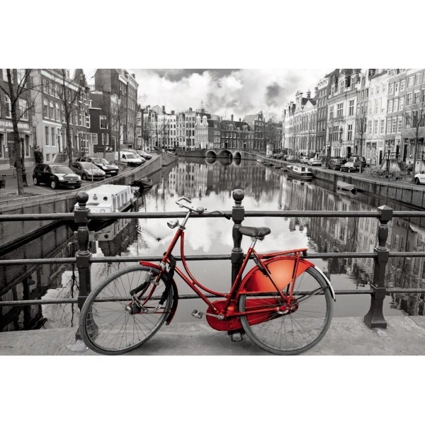 5D Kit Broderie Diamants/Diamond Painting Tableau De Bicyclette Rouge Sur Le Pont