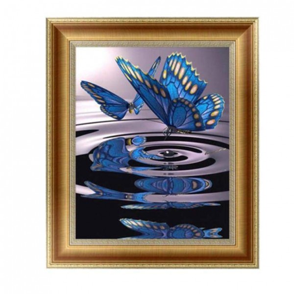 5D Kit Broderie Diamants/Diamond Painting Nouvelle Arrivée Grosses Soldes Beaux Papillons Bleus